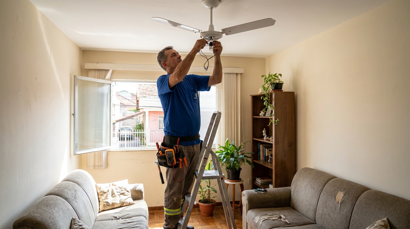 Instalação de Ventilador com Lustre
